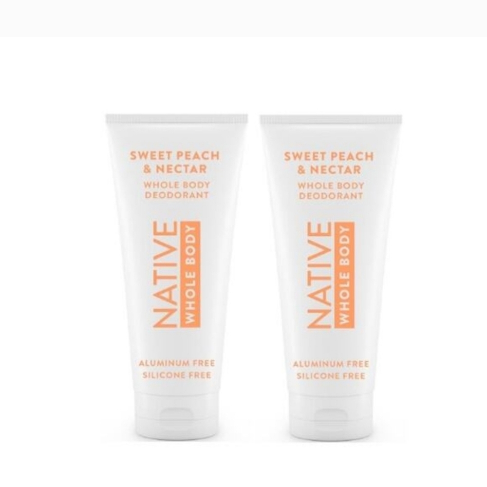 Native Whole Body Sweet Peach Nectar Cream Deodorant 3 oz X 2